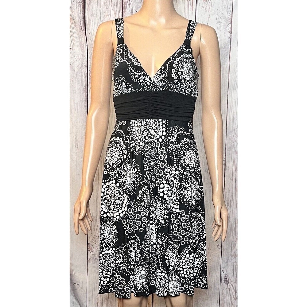 SPEECHLESS Black & White Paisley Knee Length Dress Size M